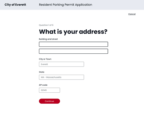 City of Everett transactional page template user interface