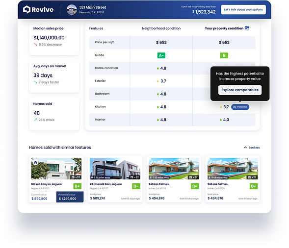 Section of a AI-powered real estate platform