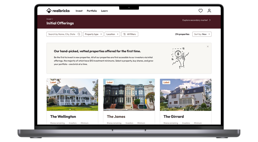 Realbricks web app mockup