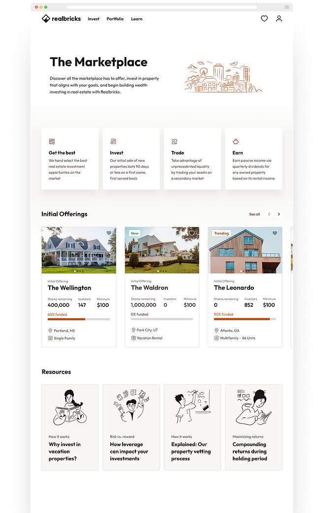 Realbricks interface browse investment properties