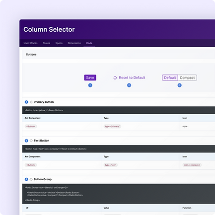 DesignOps - Mockup of design system documentation for development