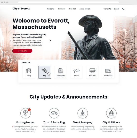 City of Everett website hompage design