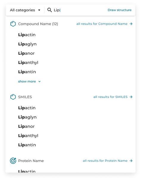 Excelra GOSTAR UX UI Design quick search