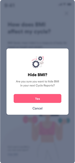 Flo UX UI Mobile App BMI Hide