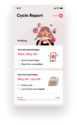 Flo UX UI Mobile App Cycle Report screen