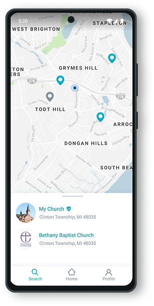Givelify UX UI mobile app locations mockup