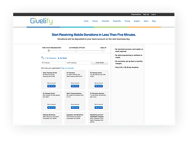 Givelify UX UI onboarding