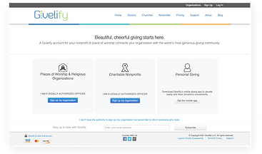 Givelify UX UI onboarding