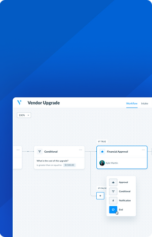 Mockup of Vendr workflow builder interface