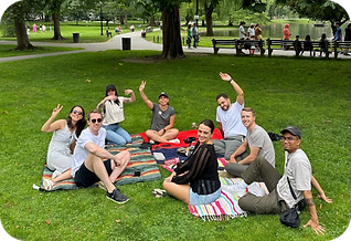 Neuron UX team picnicking at a park