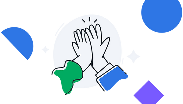 Neuron UX Careers illustration of two hands high fiving