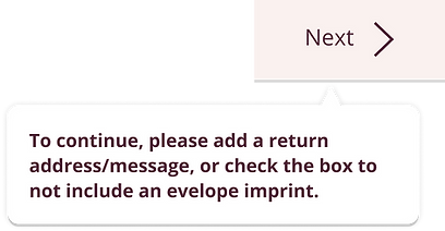Microcopy design as part of the Cards for Causes checkout process.