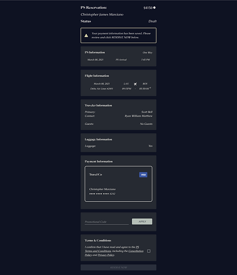 PS UX UI Design of the previous booking flow