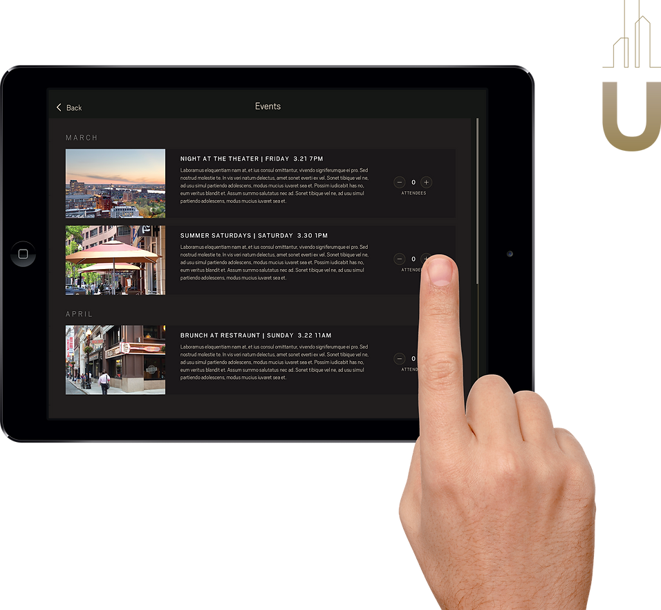 Urbane Events feature on a tablet