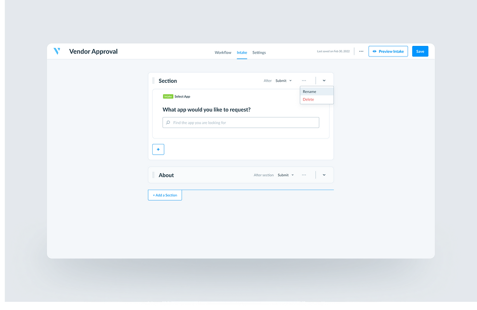 Vendr UX UI Design Intake Builder