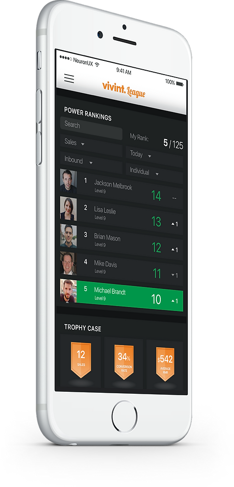Vivint League mobile app user experience