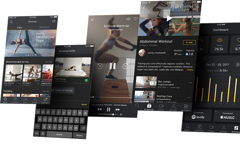 Visual design mockups of the VYTL Fitness app